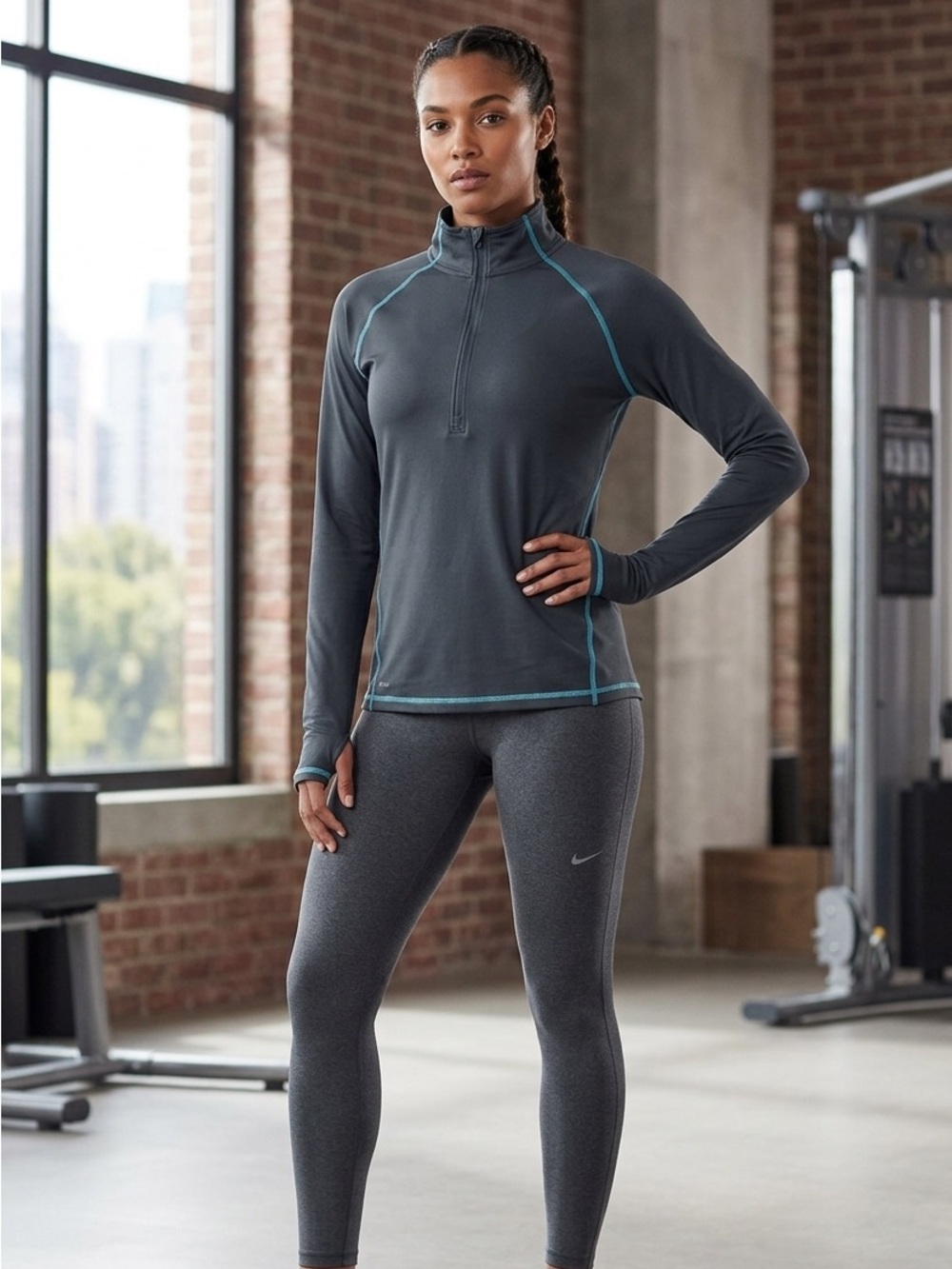 Nike Pro Jacket Lightweight Women's Blue Dri Fit Thumb Holes Size XL